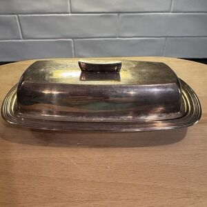 Silver Plated Butter‎ Dish with Glass Insert FB ROGERS SILVER CO